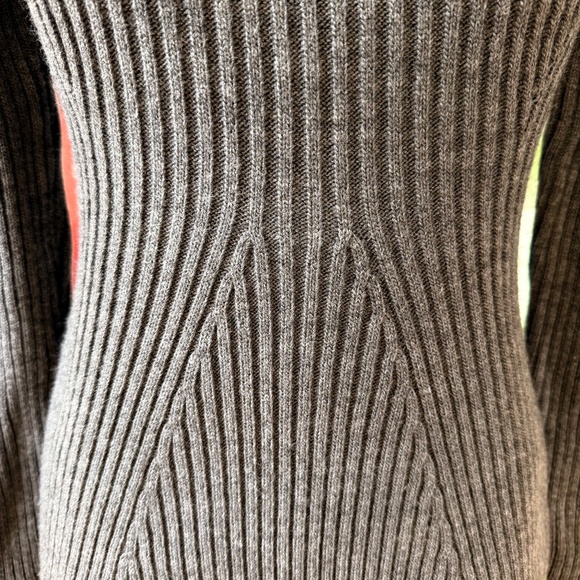 Y2K Charcoal Gray Ribbed Sweater Dress - Picture 4 of 7